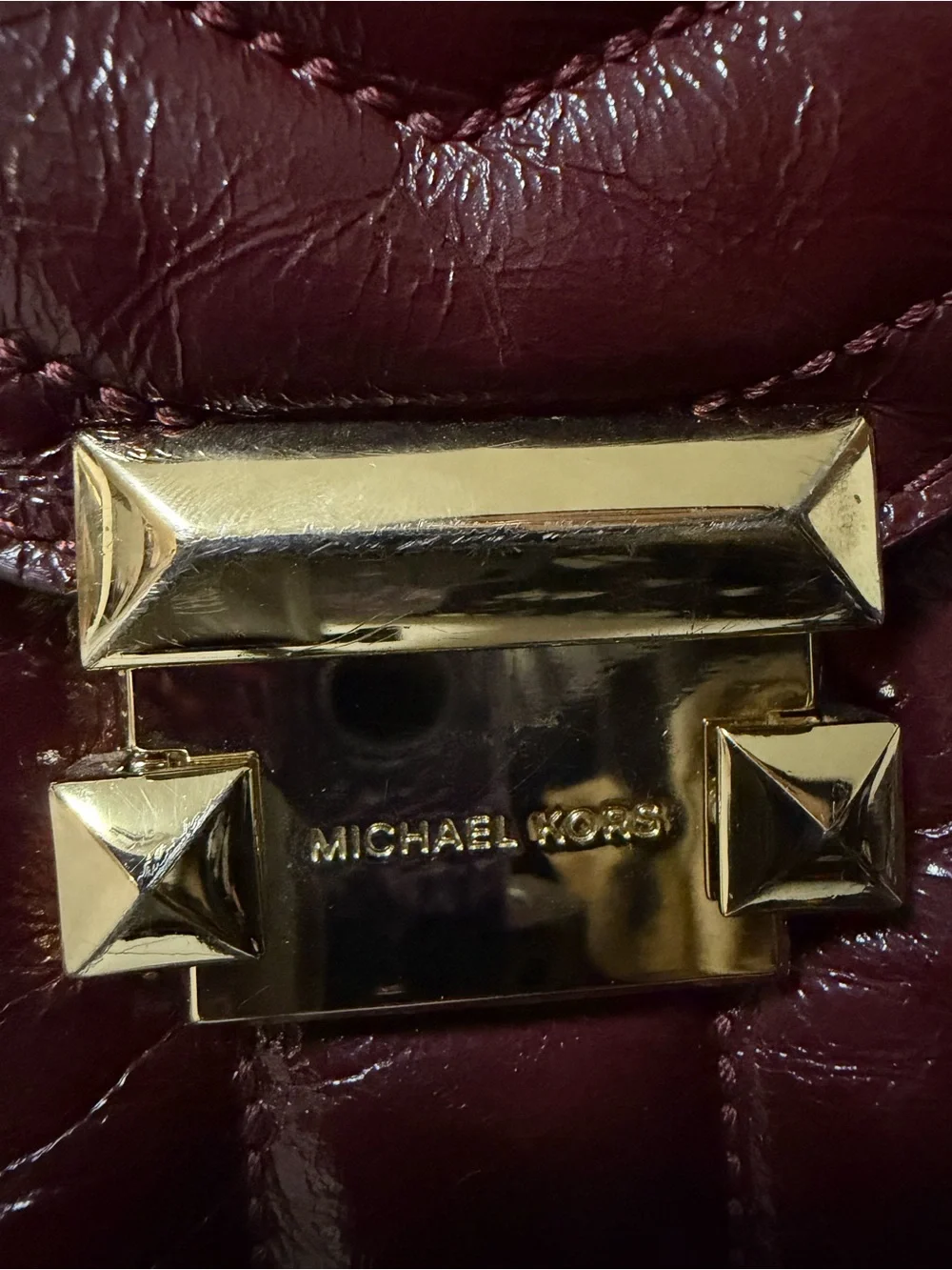 Michael Kors Wine Quilted Top-Handle Satchel - send me your offers !!
